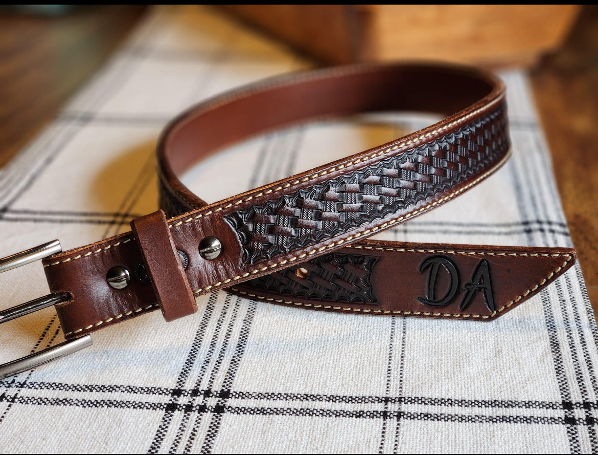 Basket Weave Stamped Belt
